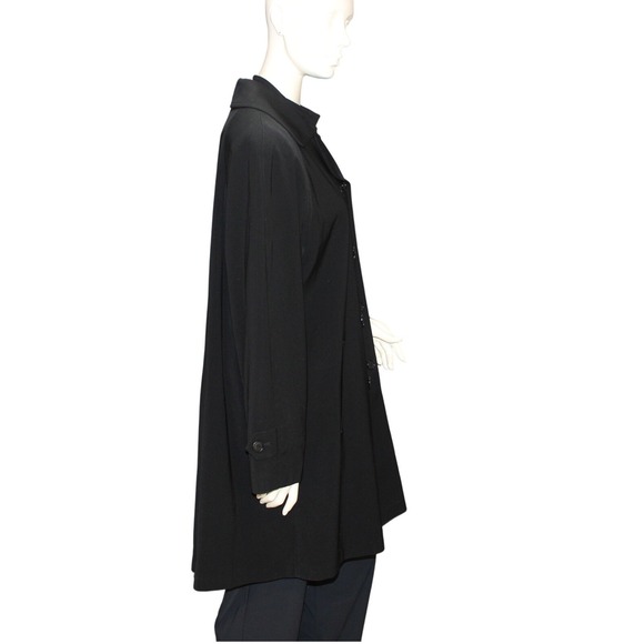 Gallery Black Swing Coat A-Line Button Front Size Medium - Picture 3 of 10